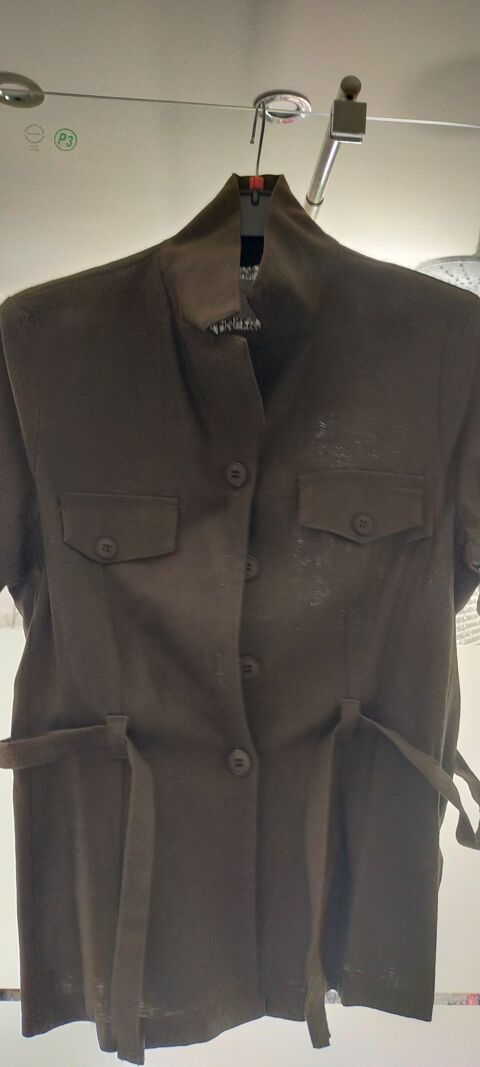 Veste saharienne femme en lin m�lang�, kaki de marque   IZAT 10 Savigny-sur-Orge (91)