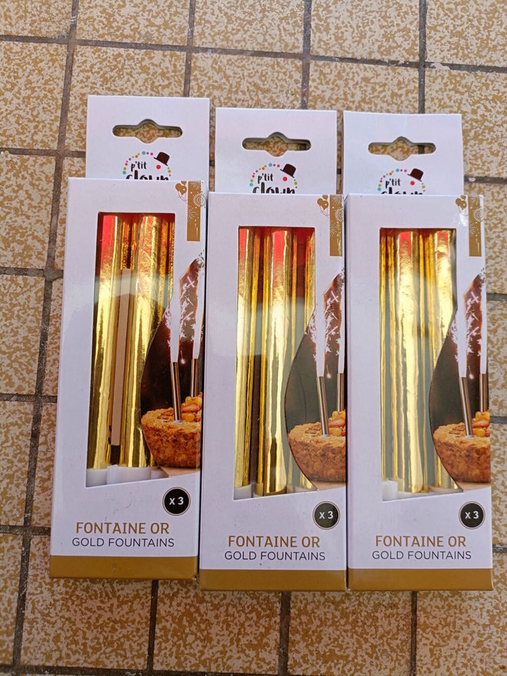 PACK DE 4 X LOT DE 3 FONTAINES DE F&Ecirc;TE-OR Décoration
