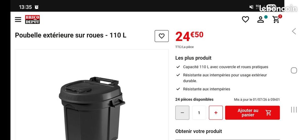 Poubelle 110L Meubles