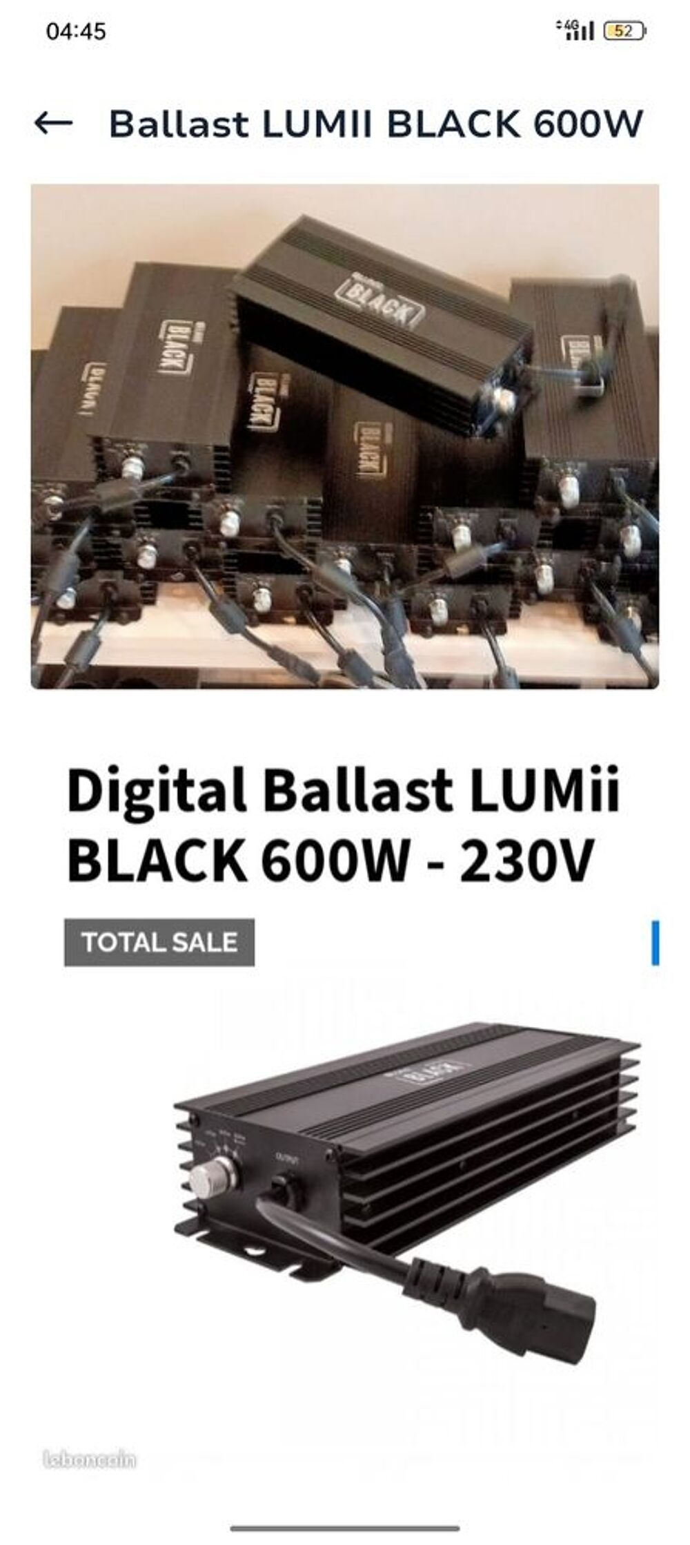Ballast LUMII BLACK 600W Bricolage