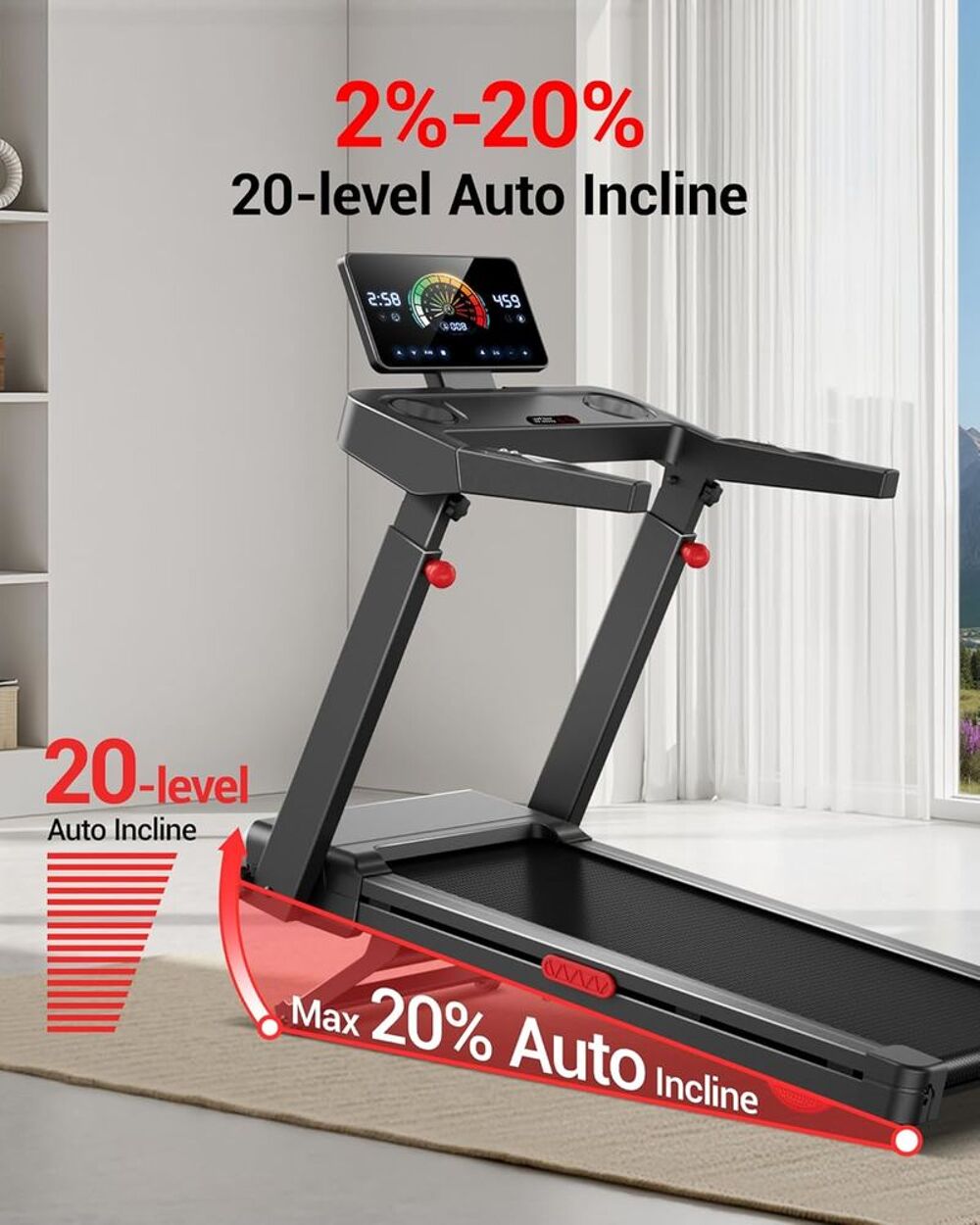 Tapis de Course, LONTEK, Inclinaison Automatique de 20%. Sports