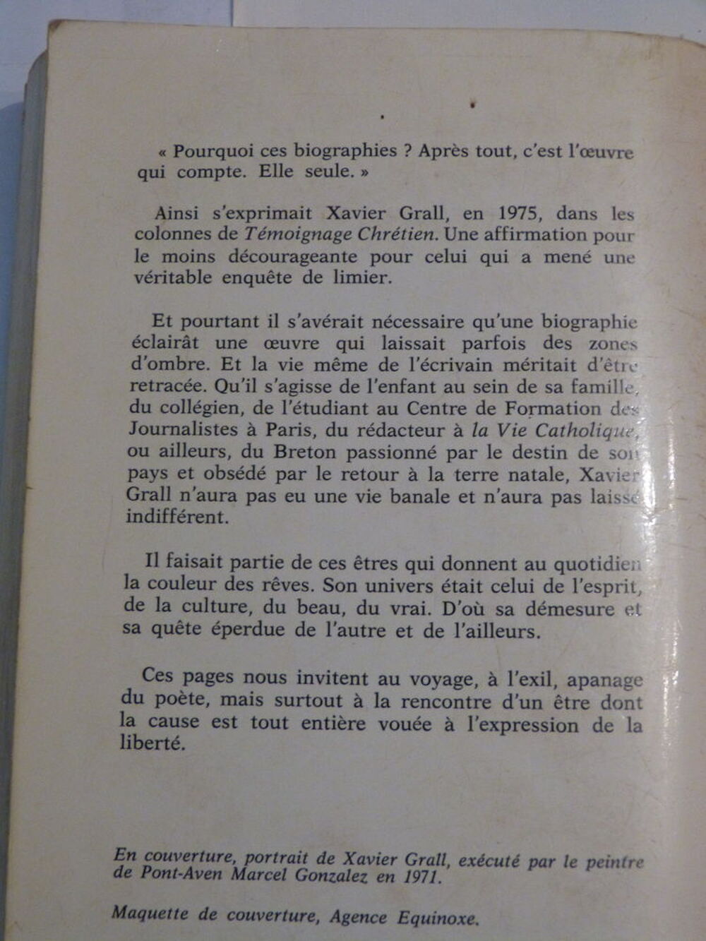 XAVIER GRALL - BIOGRAPHIE par YVES LOISEL Livres et BD