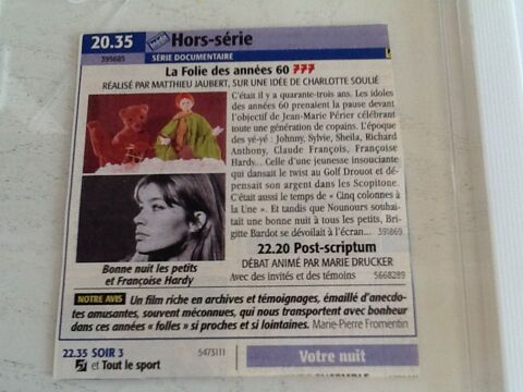 DVD LA FOLIE DES ANNEES 60 enregist tl 4 Saint-Etienne (42)