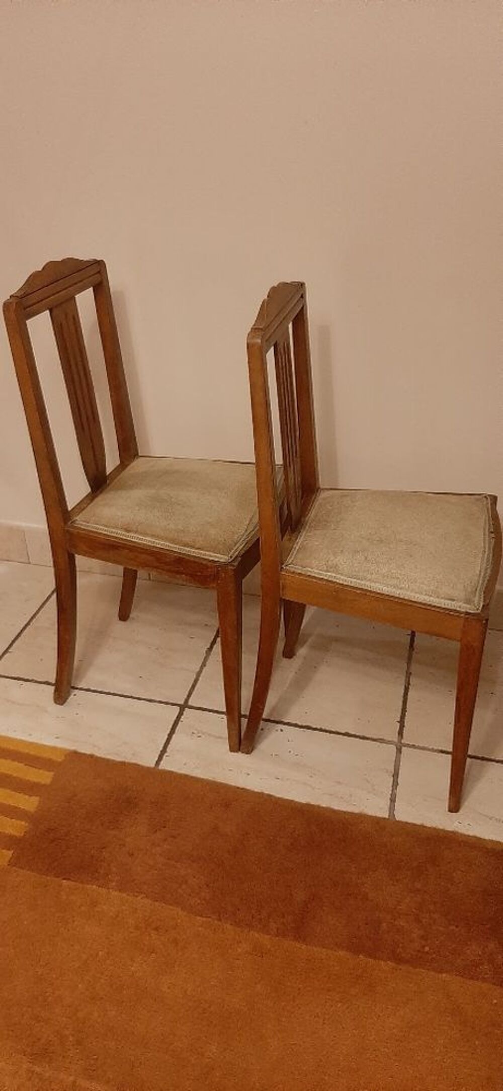 Paire de chaises en bois et velours Meubles