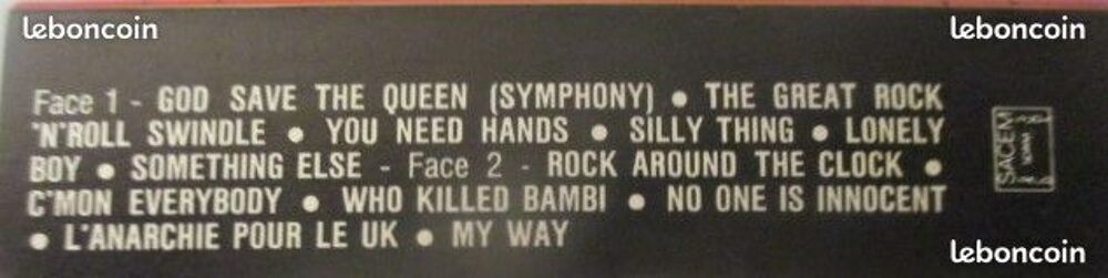 Cassette audio Sex Pistols CD et vinyles