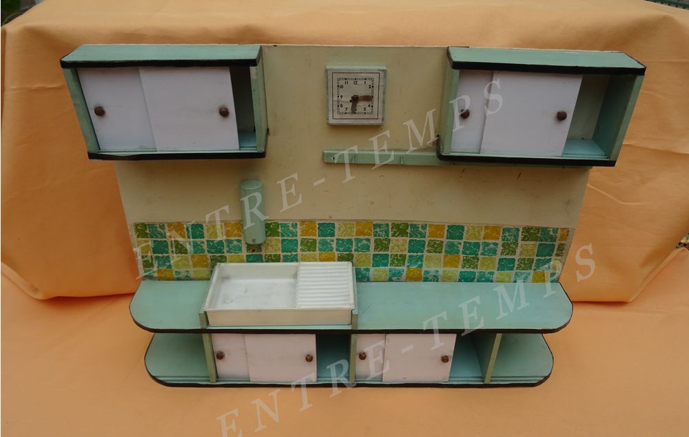 ANCIENNE CUISINE DINETTE BOIS &amp; ISOREL ANN&Eacute;E 1950-60 Jeux / jouets