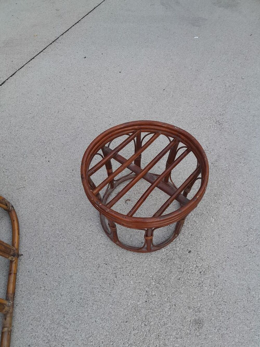 Banquette osier et son tabouret Meubles