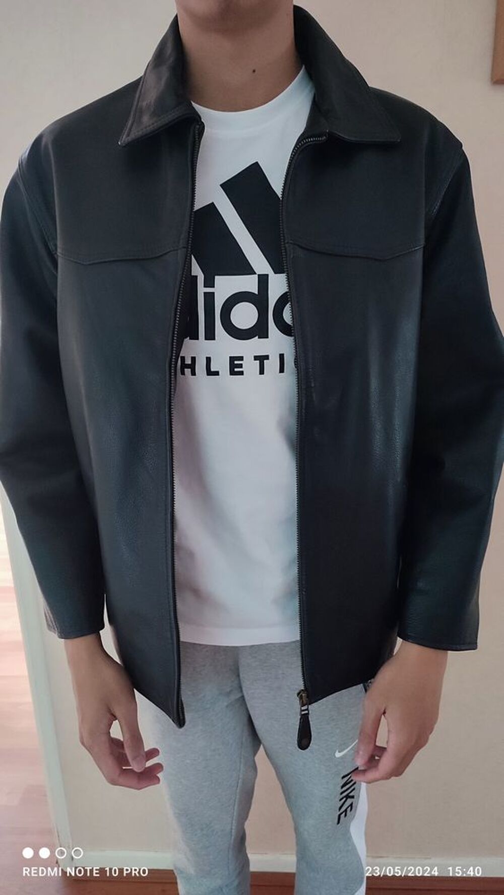 BLOUSON HOMME NOIR CUIRE REDSKINS TAILLE M Vtements