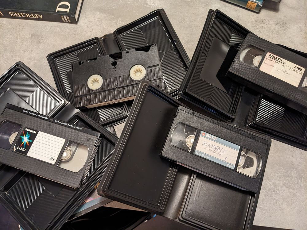 Lot de 8 cassettes K7 VHS vintage film cinema objet vintage Décoration