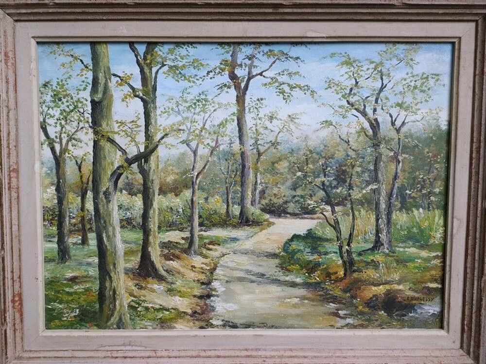 Tableau Paysage Sous-Bois Sign&eacute; E. Duplessy 