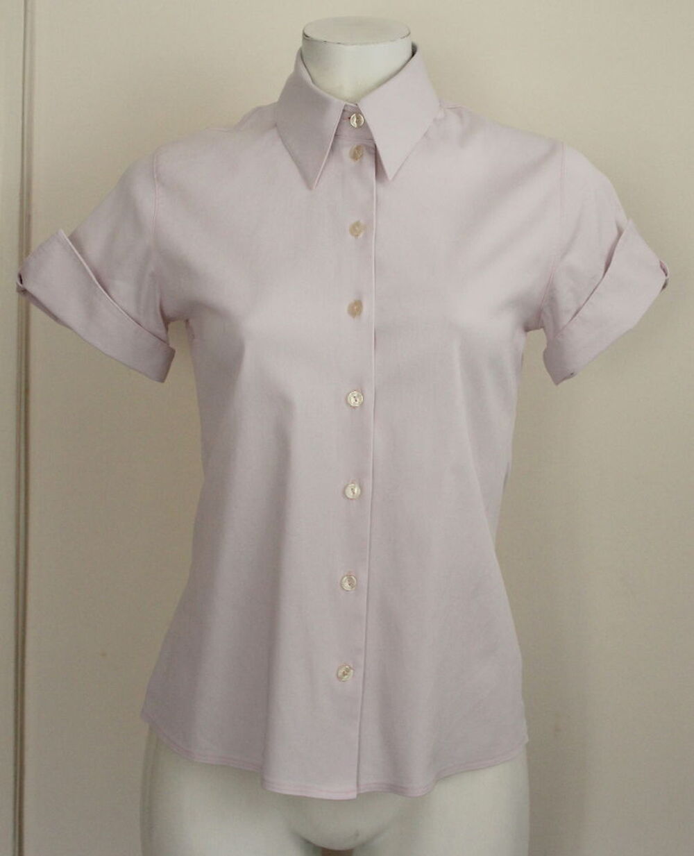 Chemisier piqu&eacute; de coton rose ANNE FONTAINE 
T.2 Vêtements