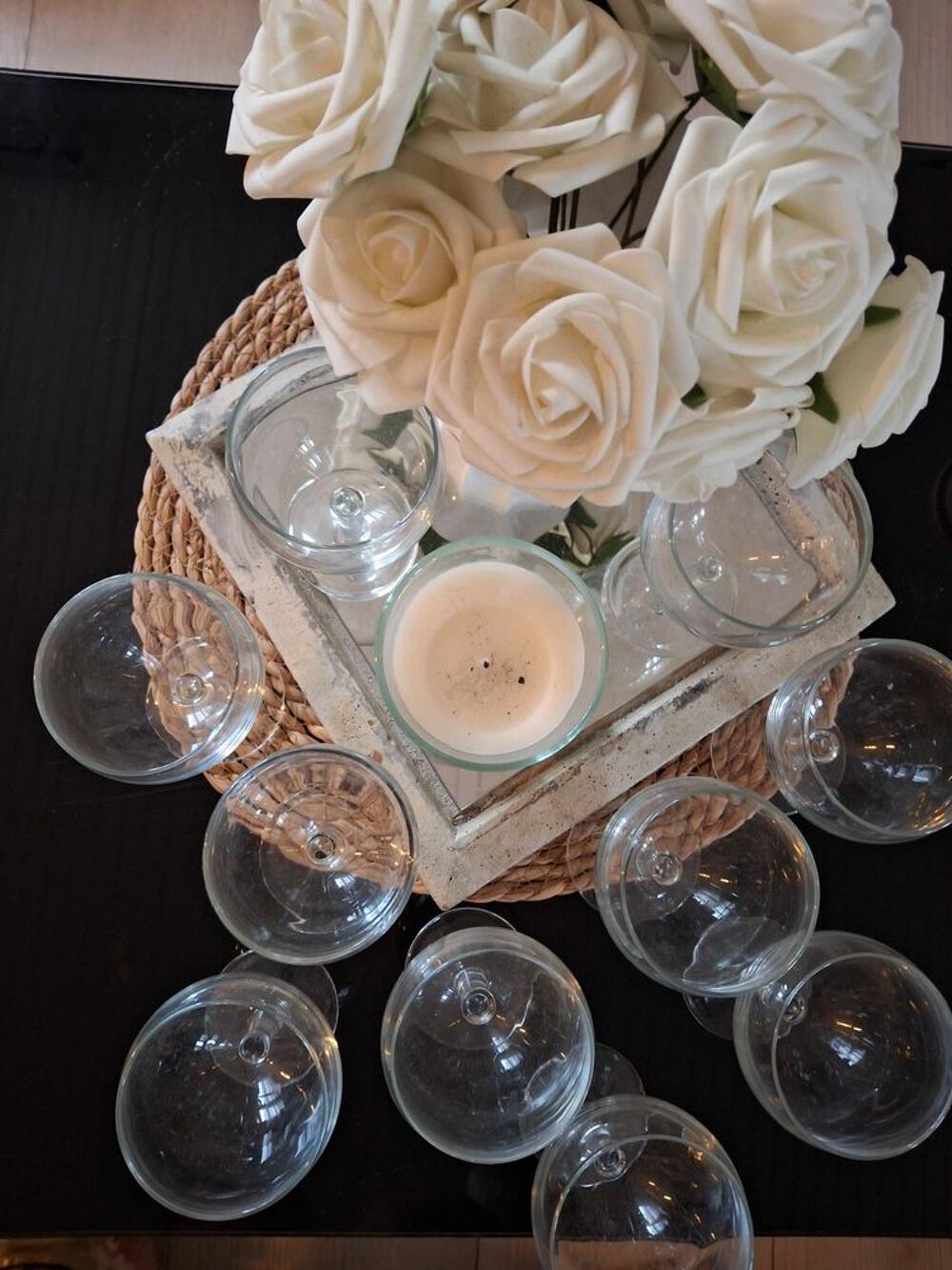 lot de 10 verres &agrave; pied transparents forme ballon Décoration