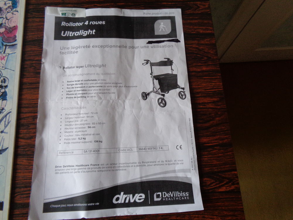 rollator ou d&eacute;ambulateur &agrave; 4 roues pliable Bricolage