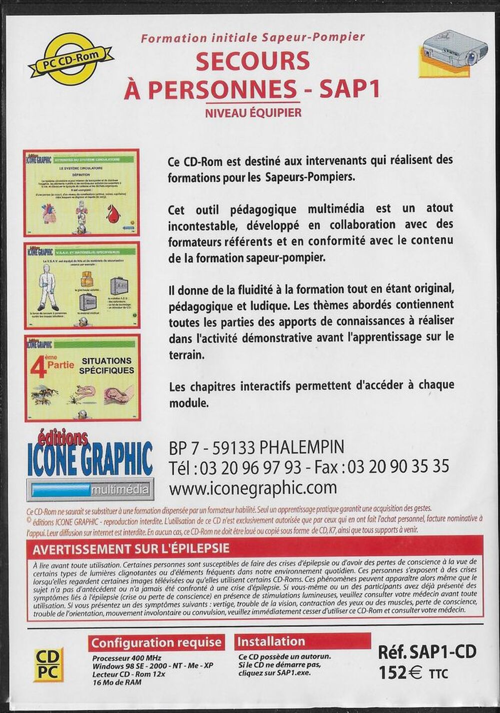 cd-rom ic&ocirc;ne graphique pompiers module SAP1 DVD et blu-ray