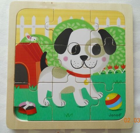 Puzzle bois 9 pices petit chien JANOD 0 Mcon (71)