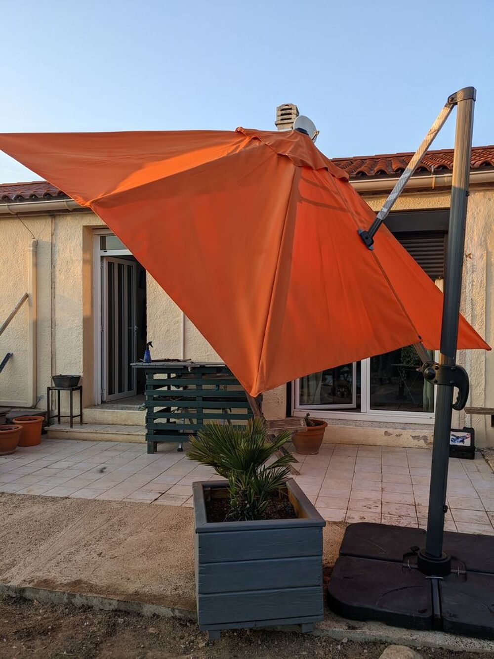 Parasol d&eacute;port&eacute; Roma couleur paprika 3x4 m Jardin