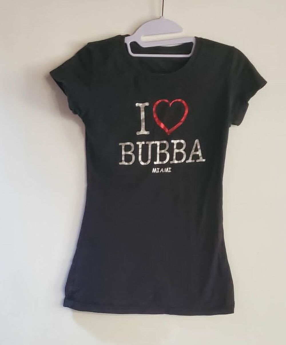 TEE-SHIRT FEMME NOIR "I LOVE BUBBA" "Miami" T34 ou 36 Vêtements