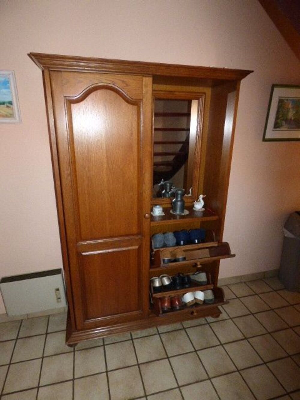 Meuble d'entr&eacute;e vestiaire en ch&ecirc;ne Meubles