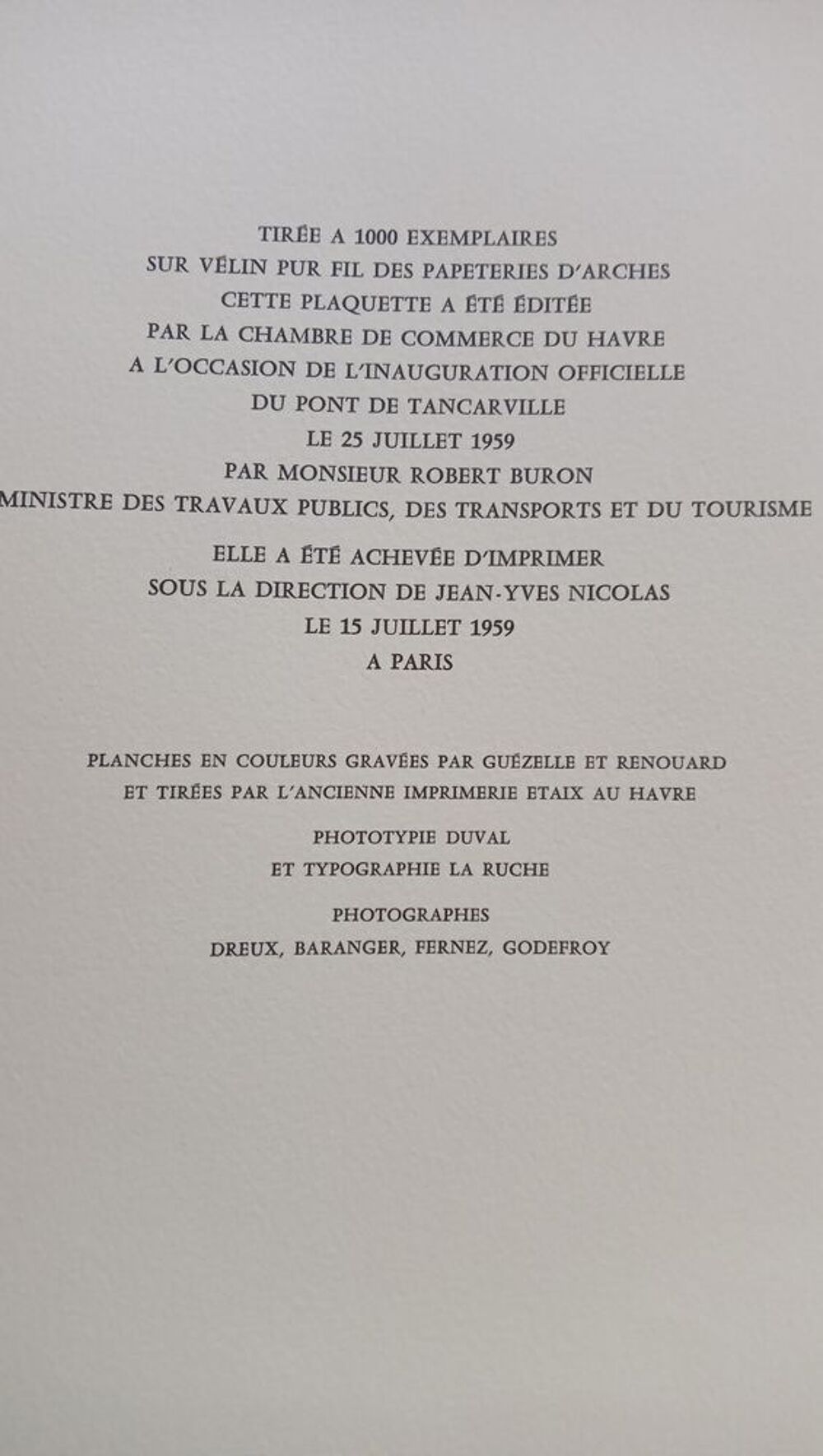 Plaquette tr&egrave;s rare inauguration du Pont de Tancarville 
