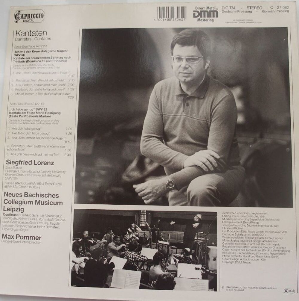 Vinyl CANTATES BWW 56 et 82 BACH CD et vinyles
