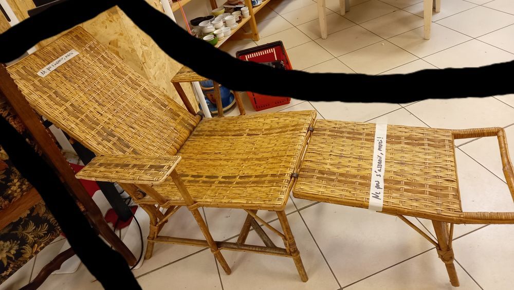 Chaise longue ancienne en paille Meubles