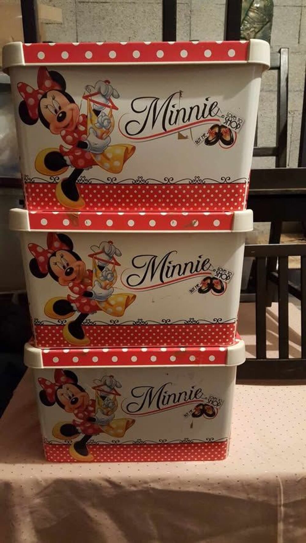  Trois jolies caisses Minnie Mickey ferm&eacute;es d&eacute;cor&eacute;es N&deg;1358 Décoration