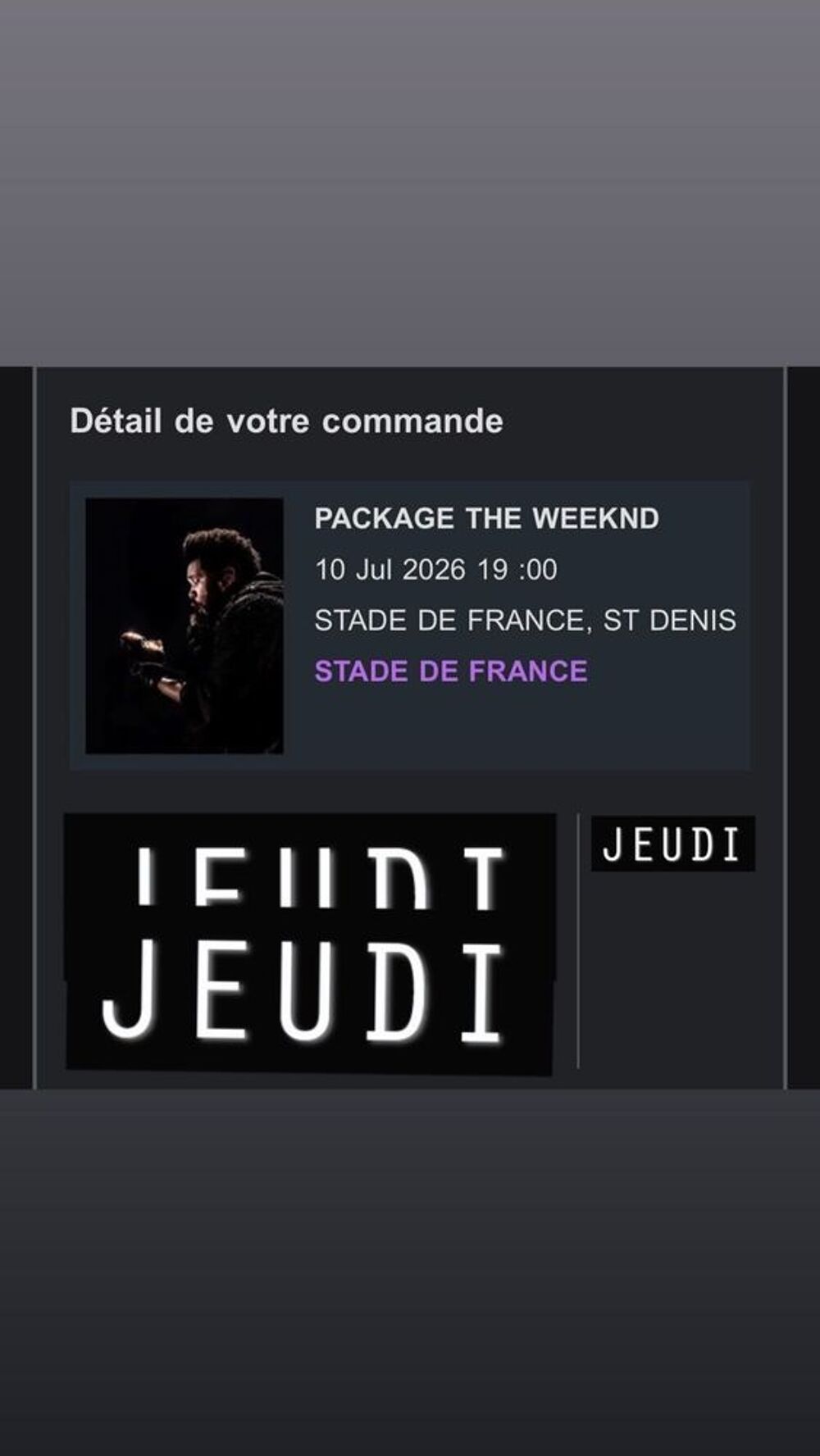 concert the weeknd 2026 Billetterie