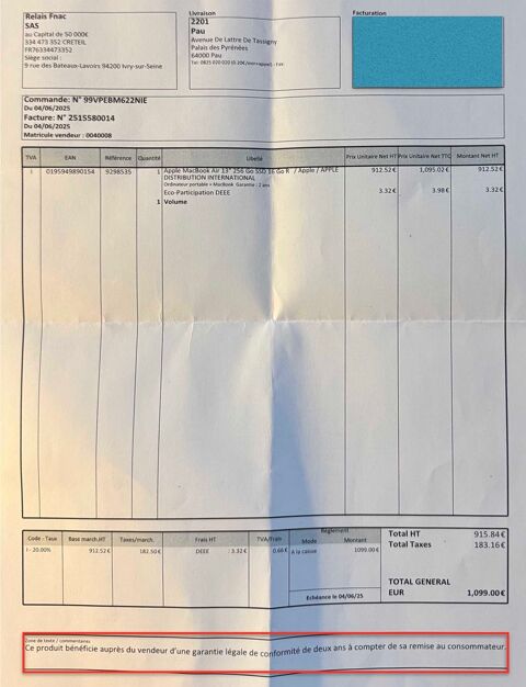 MacBook Air 13 Pouces M4 16Go de m�moire et 256Go de 2025 900 Oloron-Sainte-Marie (64)