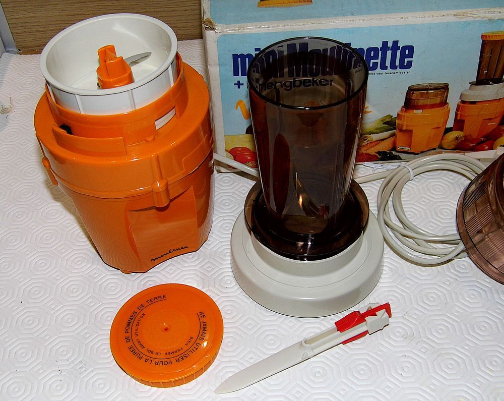 MOULINEX combine blender moulinette orange vintage ann&eacute;es 70 Electroménager