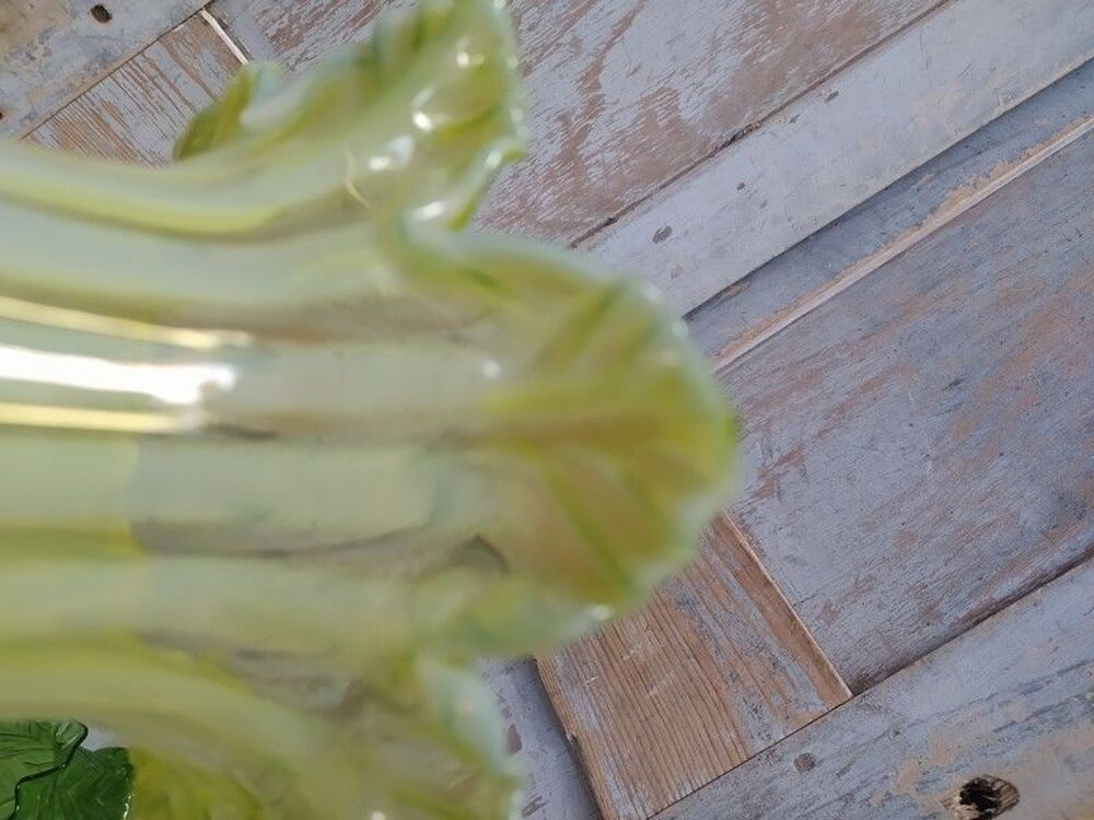 Tulipe de Lampe Fleurs Verre Souffl&eacute; P&eacute;tales Jaune Clichy Décoration
