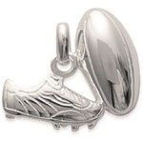 PENDENTIF BALLON/CHAUSSURE ARGENT RUGBY 16 Mrignac (33)