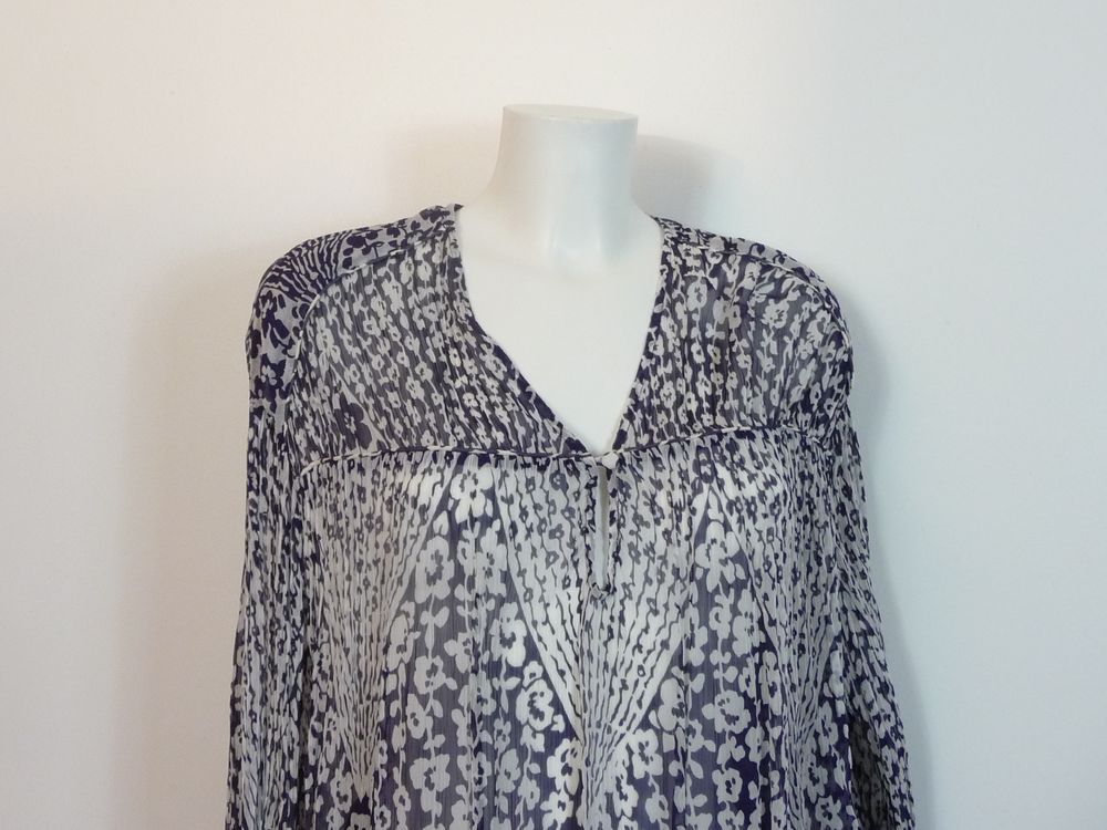 Blouse/ Top en Viscose Imprim&eacute; Violet et Blanc- Idano Vêtements