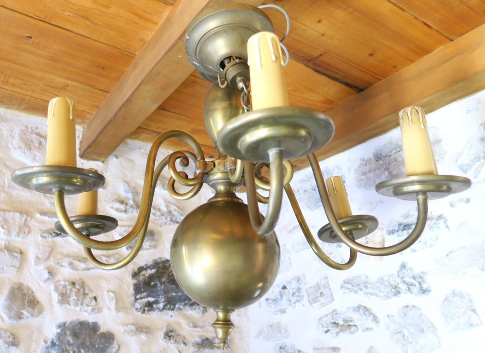 Vintage Lustre hollandais 6 branches complet Décoration