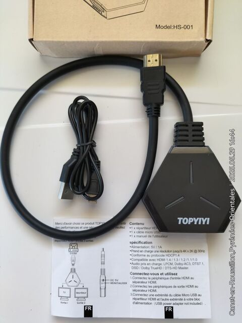 Répartiteur / Splitter HDMI 4K / UHD (1 Entrée et 2 Sorties) 8 Canet-en-Roussillon (66)