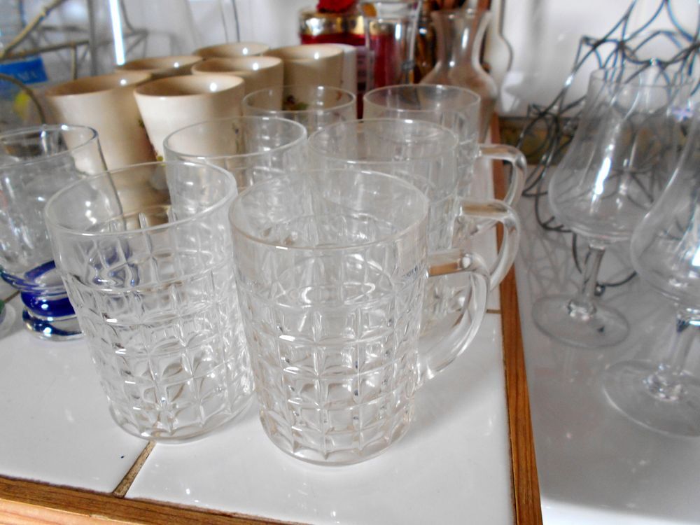 Lot de 6 verres chope &agrave; bi&egrave;re H 10cm D 7cm Décoration