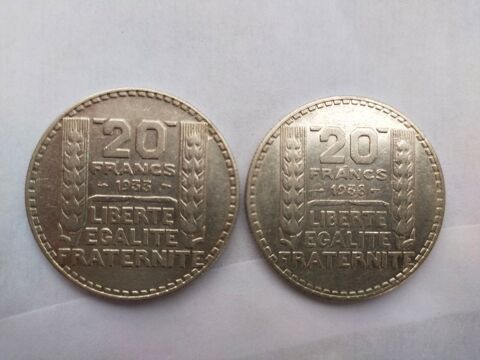 2 PIECES DE 20 FRANCS FRANCAISE EN ARGENT . 60 Dolus-d'Oléron (17)