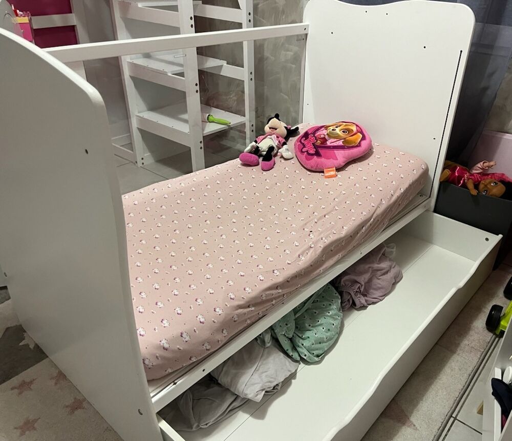 Lit enfant blanc evolutif avec rangement t Puériculture