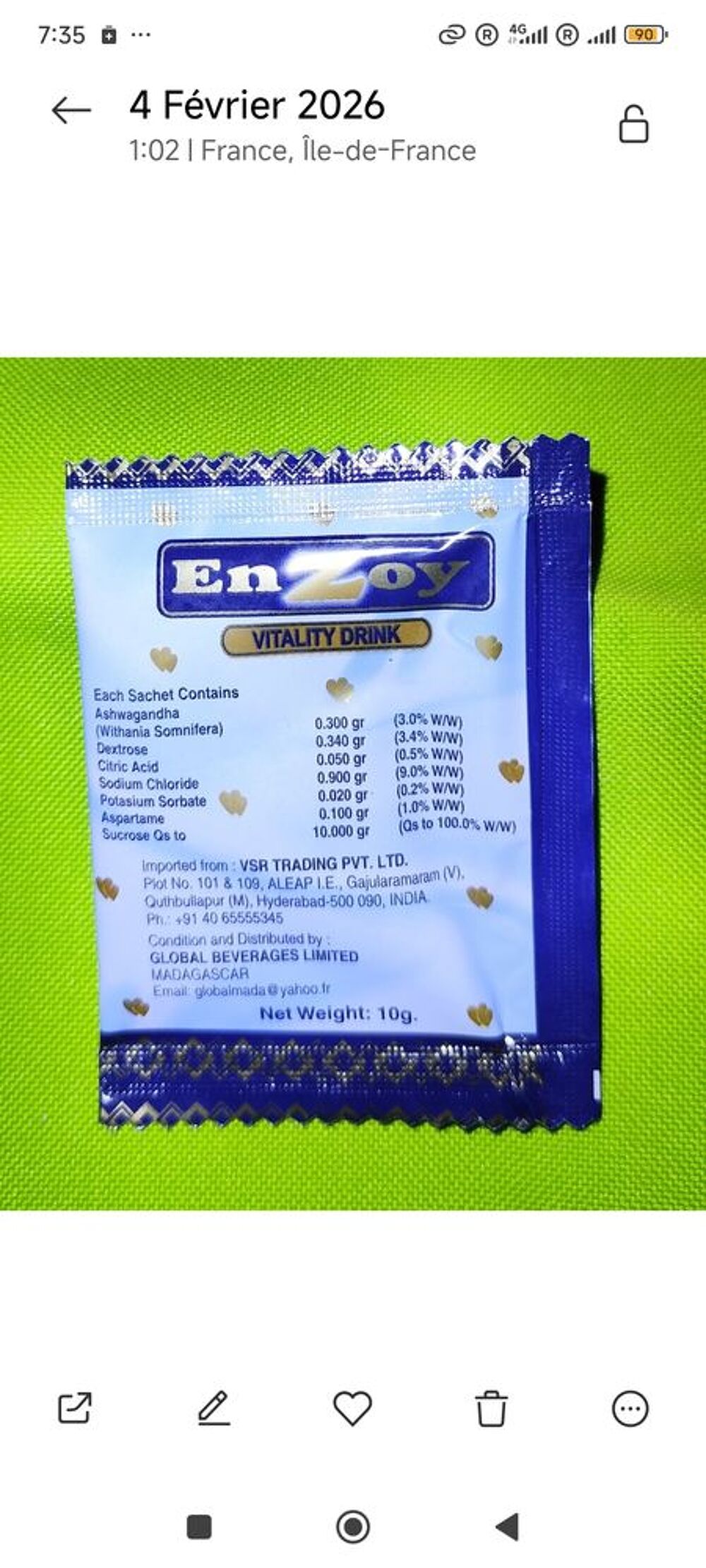 15 Enzoy vitality drink
Validit&eacute; 10/27 ou 11/27 Puériculture