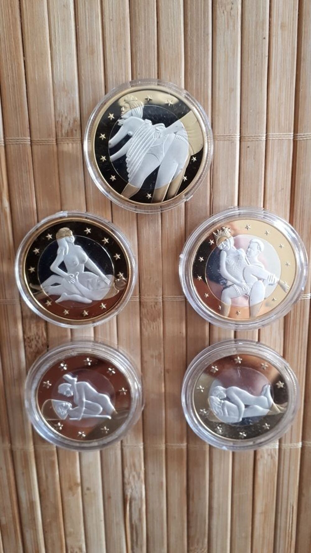 5 m&eacute;dailles Sex Euros Kamasutra Neuves - 7 euros pi&egrave;ce 