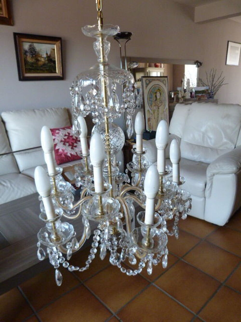 Lustre &agrave; pampilles en cristal de Boh&ecirc;me Décoration