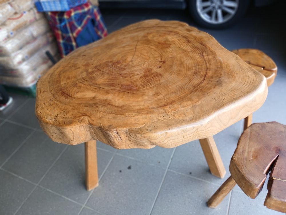 Table en orme + 3 tabourets Meubles