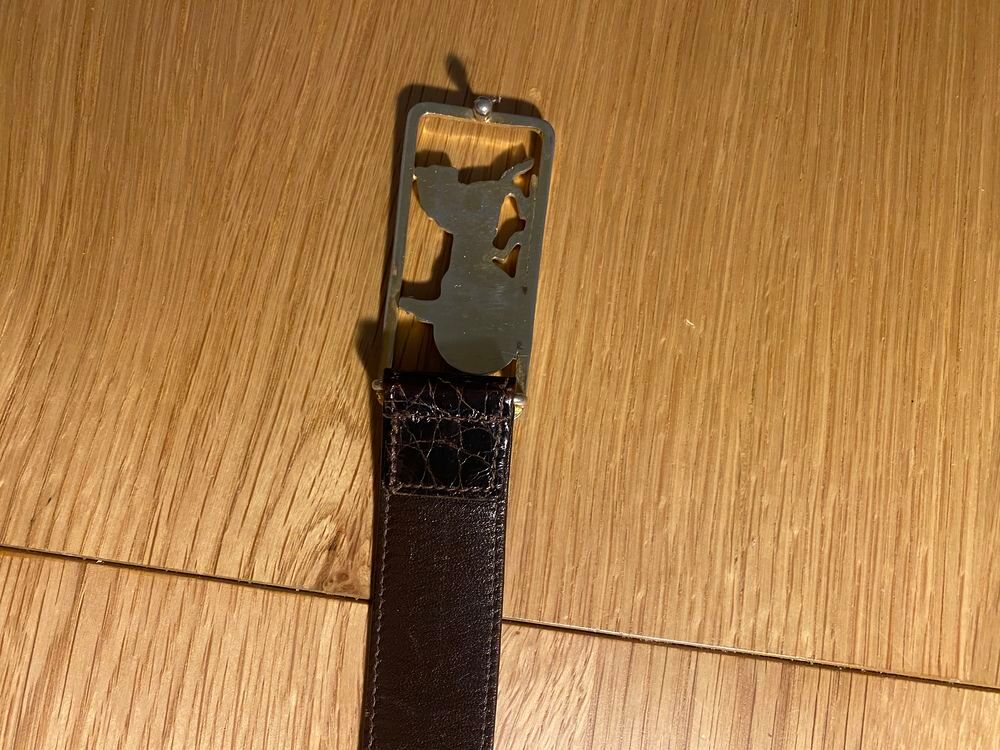 CEINTURE CELINE VINTAGE TRIOMPHE EN CROCO MARRON Maroquinerie