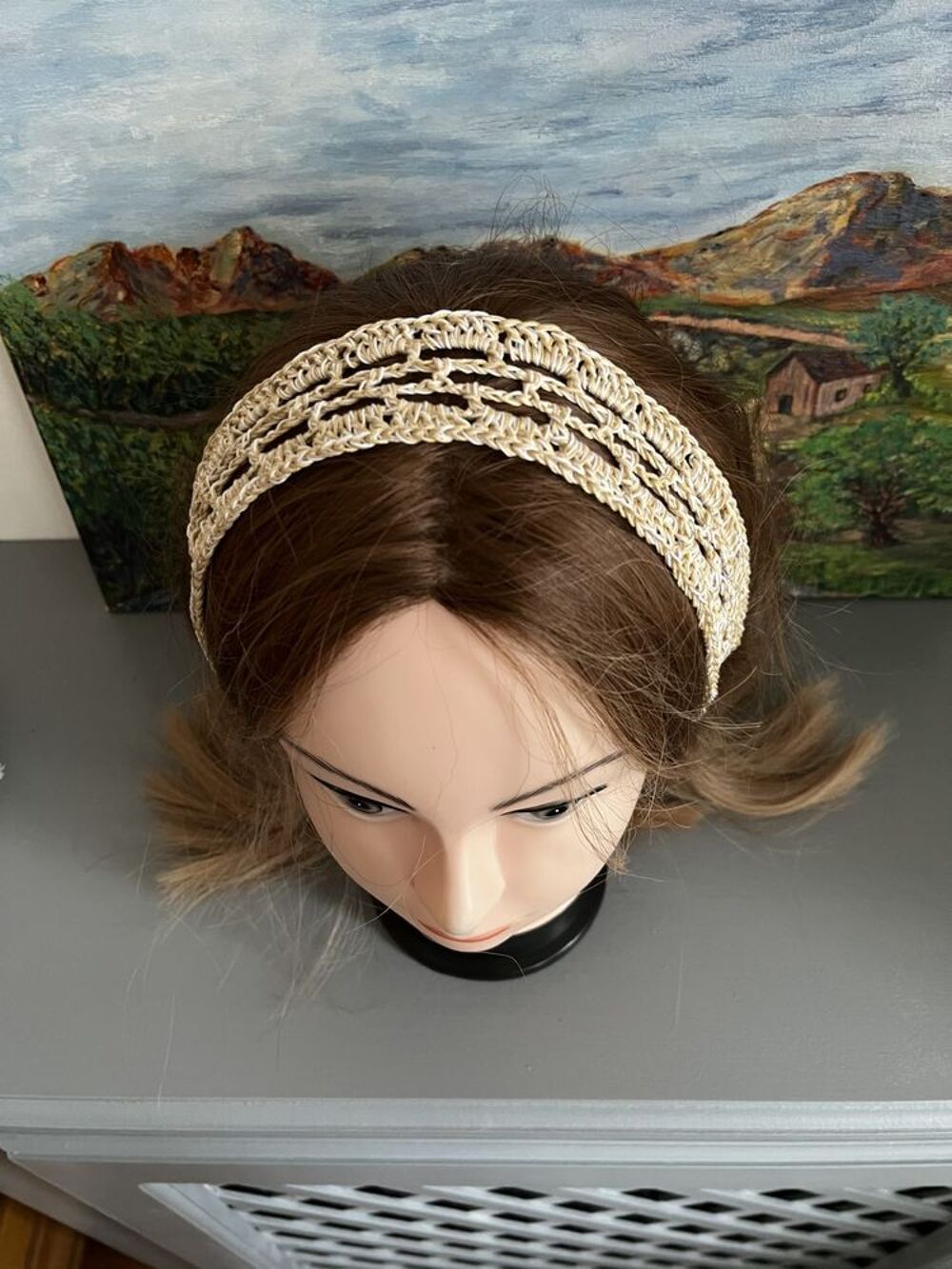 Bandeau Serre t&ecirc;te Coton Beige Blanc Vêtements