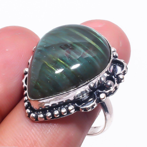 Bague LABRADORITE, PL Argent 925 - T58 (US 8.5) 13 Saint-Savin (86)