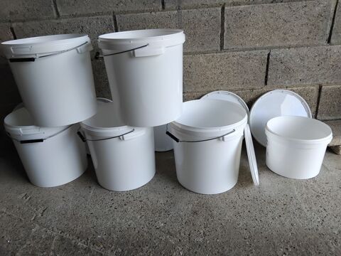 lot de 5 seaux blanc avec couvercle en plastique 15 Longroy (76)