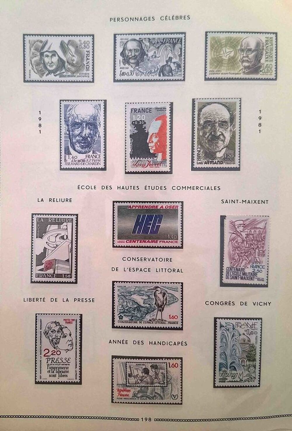 S&eacute;rie de timbres de collection de France F4 