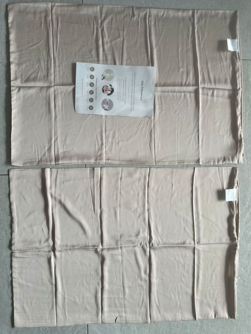 2 Taies d'oreiller en soie de murier neuves 50x75 Décoration