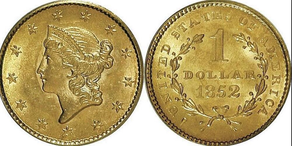 REPRODUCTION DOLLAR PLAQU&Egrave; OR "INDIAN HEAD" 1852 