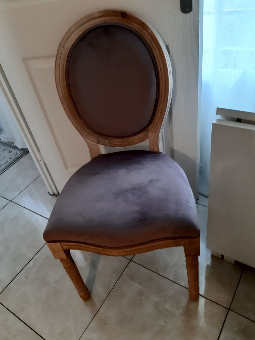 2 chaises en bois - Velours vieux rose Meubles