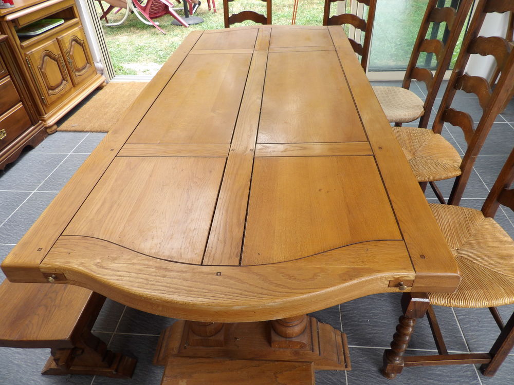TABLE MONASTERE en CHENE MASSIF de 212 x 95 cm plateau 6 cm Meubles